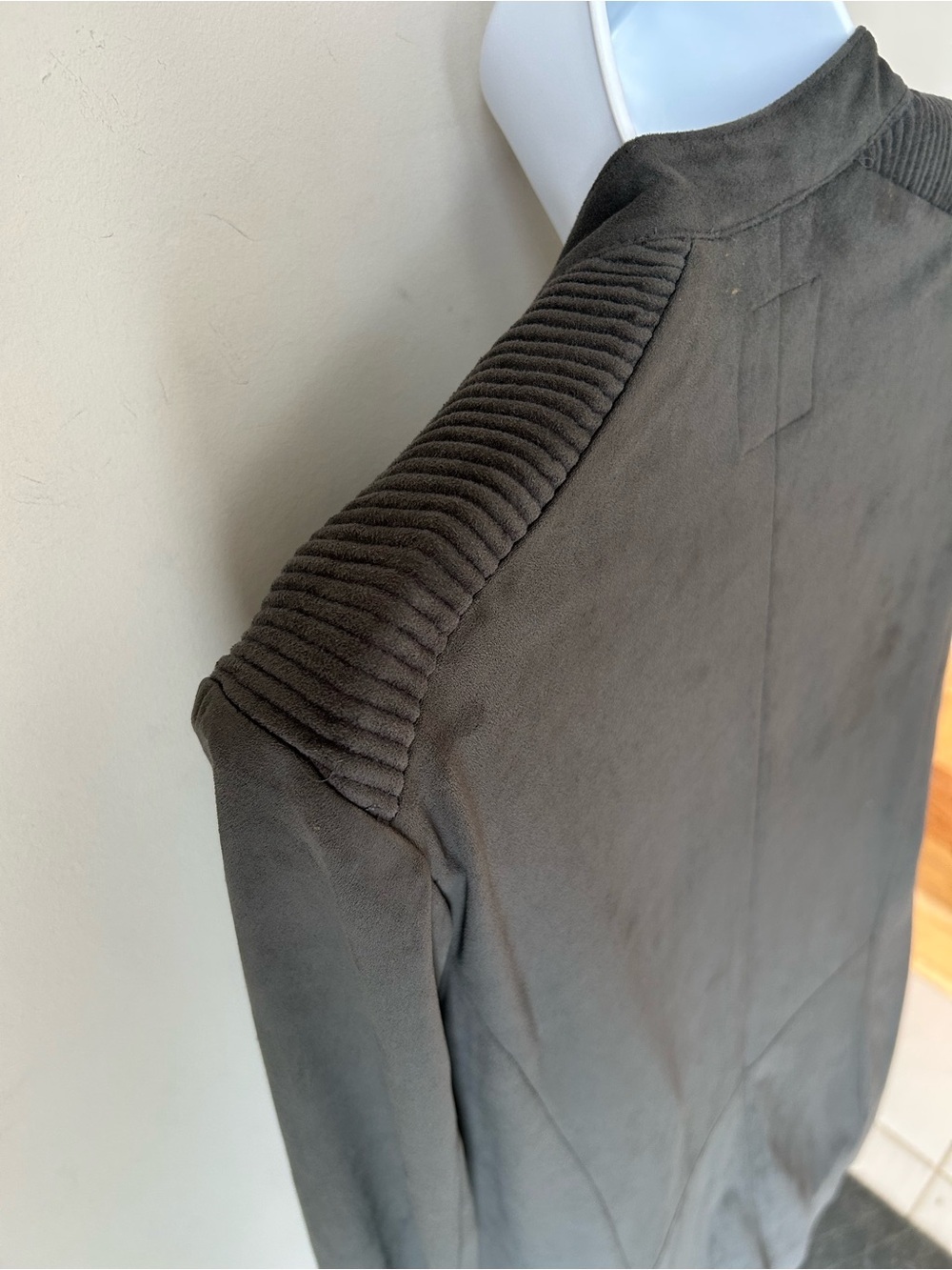 Sandwich Faux Microsuede Drape Jacket Gray Moto 90s Minimalism Quiet Luxury - Picture 6 of 15